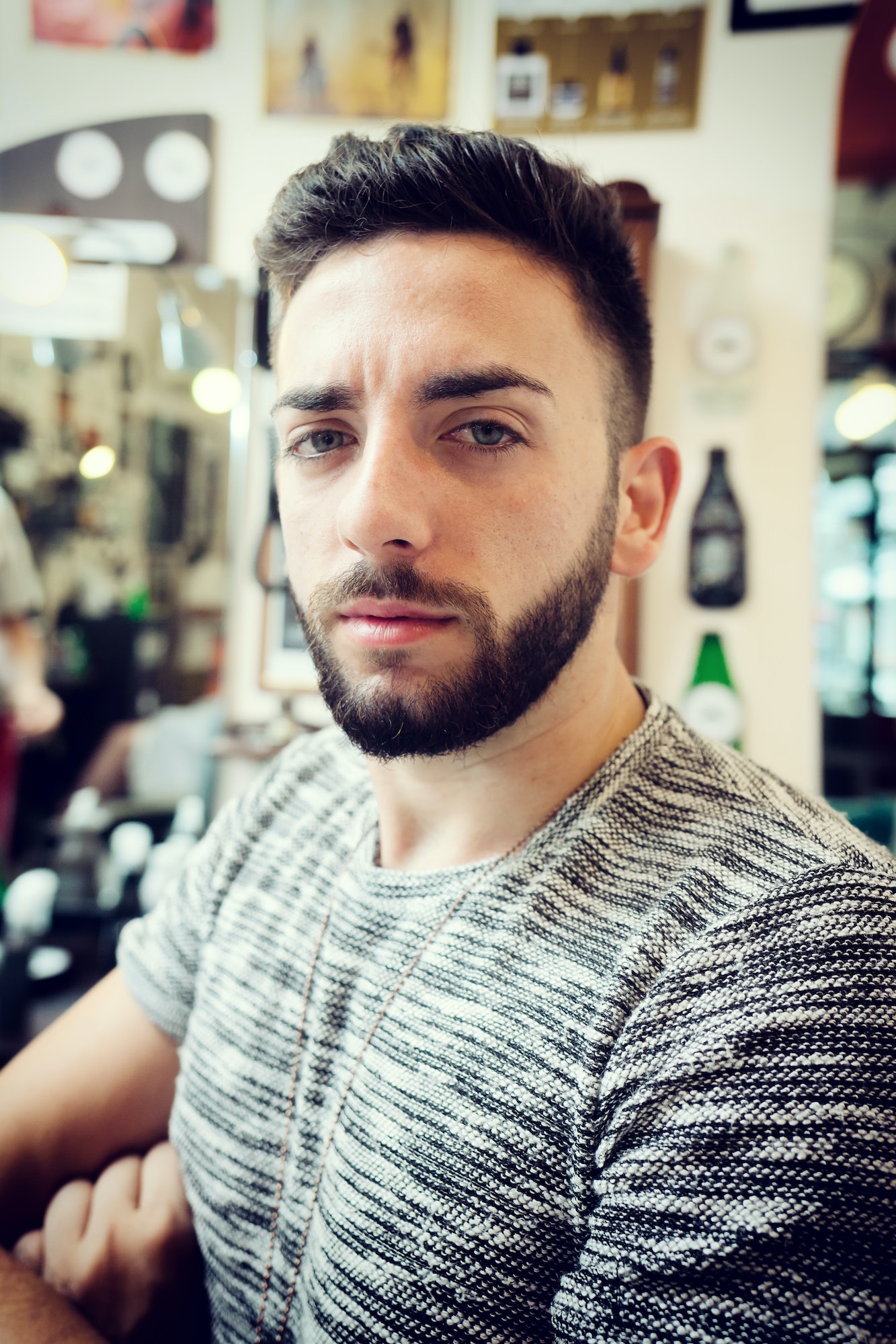Potrait of young man after shaving the beard